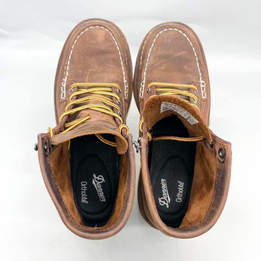 Danner Brown Leather Moc Toe Work Boot with White Sole - Picture 7 of 12